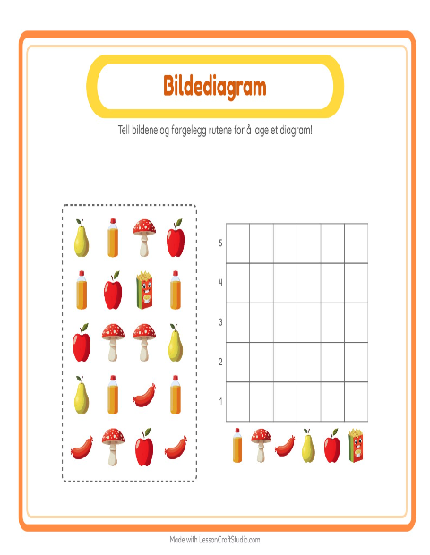 Forhåndsvisning av Tell I Diagram-arbeidsark med I supermarkedet for Barnehage (5-7 år)