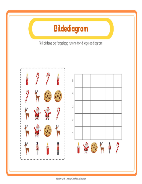 Forhåndsvisning av Tell I Diagram-arbeidsark med Jul for Barnehage (5-7 år)