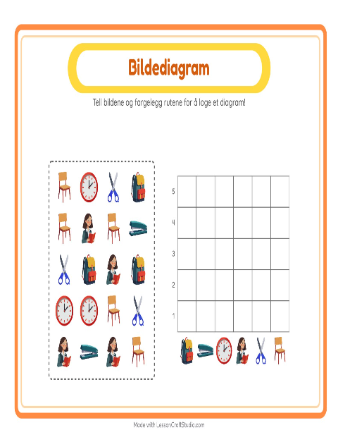 Forhåndsvisning av Tell I Diagram-arbeidsark med Klasserom for Barnehage (5-7 år)