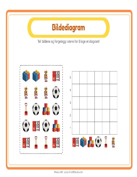 Forhåndsvisning av Tell I Diagram-arbeidsark med Leker for Barnehage (5-7 år)