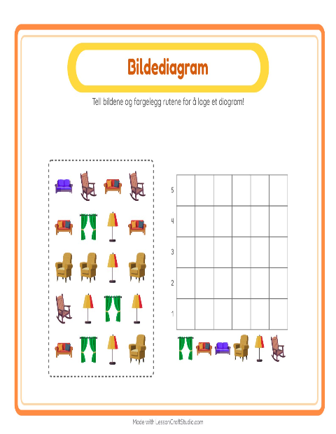 Forhåndsvisning av Tell I Diagram-arbeidsark med Møbler for Barnehage (5-7 år)