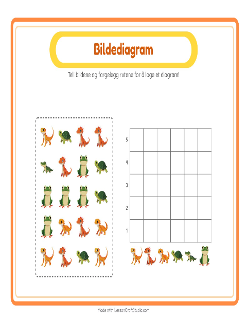 Forhåndsvisning av Tell I Diagram-arbeidsark med Reptiler og amfibier for Barnehage (5-7 år)