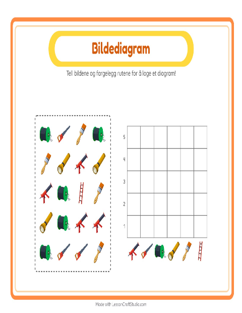Forhåndsvisning av Tell I Diagram-arbeidsark med Verktøy for Barnehage (5-7 år)