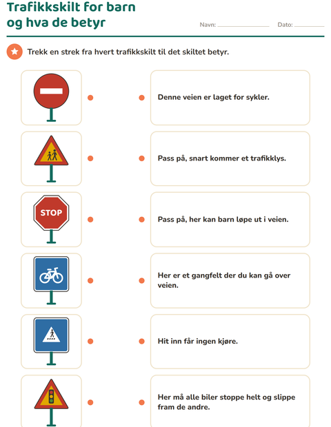 Trafikkskilt og hva de betyr