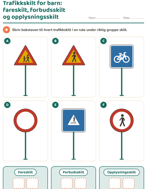 Forhåndsvisning av Trafikkskilt: fareskilt, forbudsskilt og opplysningsskilt
