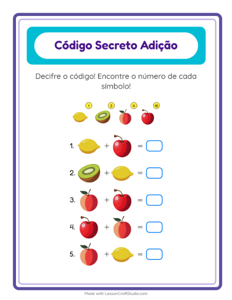 Decifre e some – Frutas