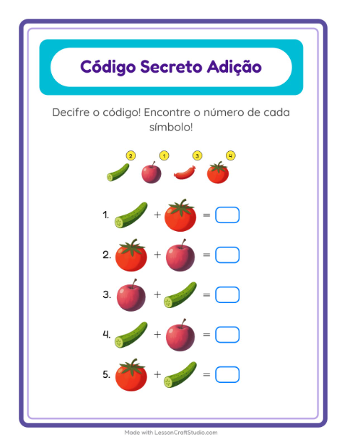 Pré-visualização da ficha de Adição Com Código com No supermercado para Educação infantil (pré-escola, 5-7 anos)