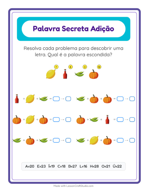 Pré-visualização da ficha de Adição Com Código com No supermercado para Educação infantil (pré-escola, 5-7 anos)