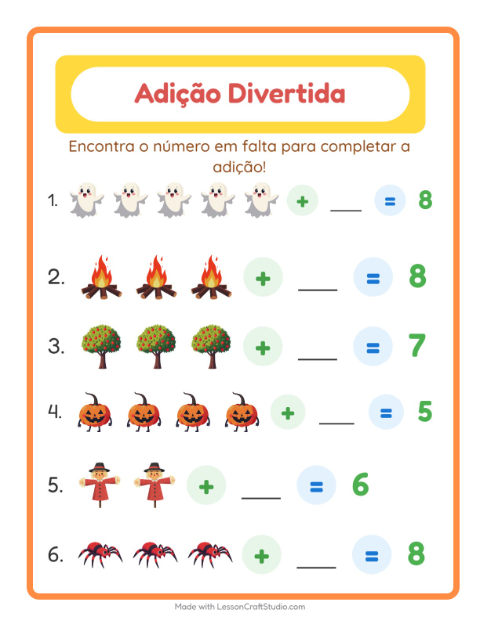 Pré-visualização da ficha de Adição com Diversos para Educação infantil (pré-escola, 5-7 anos)