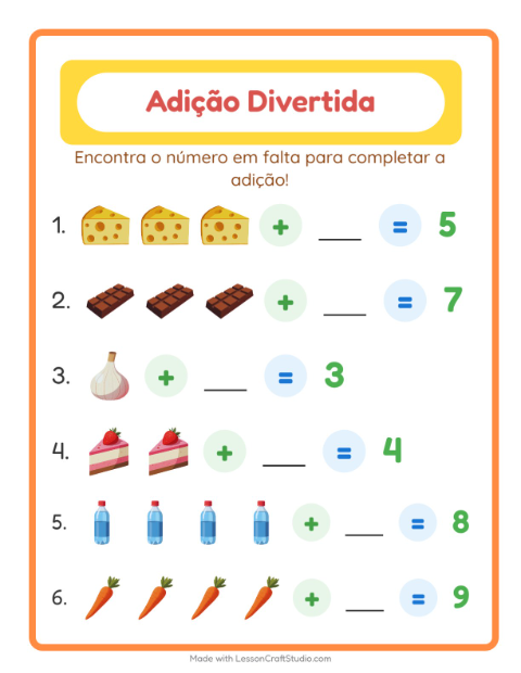 Pré-visualização da ficha de Adição com No supermercado para Educação infantil (pré-escola, 5-7 anos)