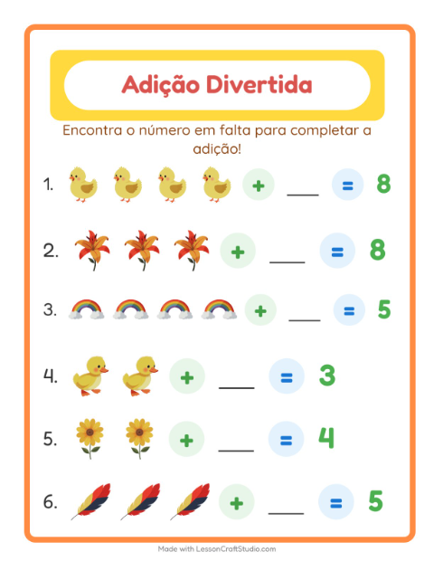Pré-visualização da ficha de Adição com Páscoa para Educação infantil (pré-escola, 5-7 anos)