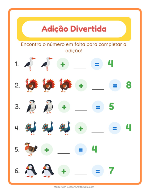 Número que falta – Pássaros 2