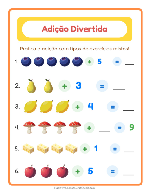 Pré-visualização da ficha de Adição com No supermercado para Educação infantil (pré-escola, 5-7 anos)