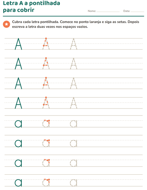 Pré-visualização da ficha de Alfabeto pontilhado para Educação infantil (pré-escola, 5-7 anos)