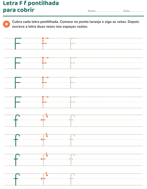 Pré-visualização da ficha de Alfabeto pontilhado para Educação infantil (pré-escola, 5-7 anos)