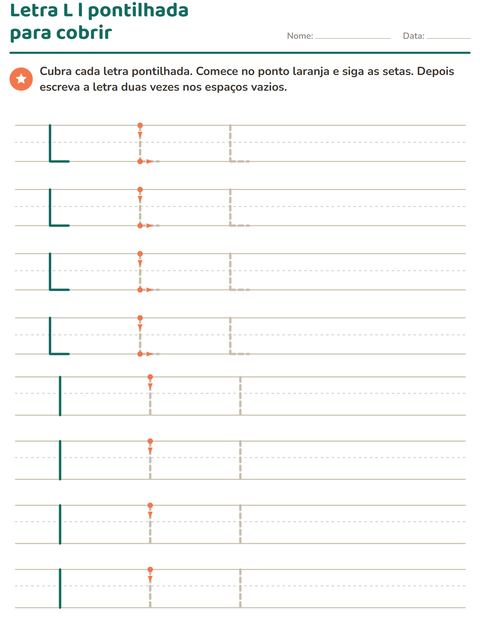 Pré-visualização da ficha de Alfabeto pontilhado para Educação infantil (pré-escola, 5-7 anos)