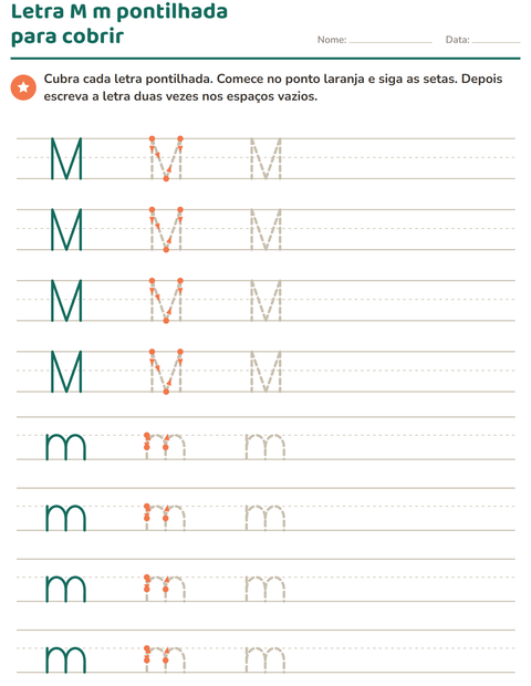 Pré-visualização da ficha de Alfabeto pontilhado para Educação infantil (pré-escola, 5-7 anos)