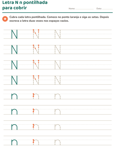 Pré-visualização da ficha de Alfabeto pontilhado para Educação infantil (pré-escola, 5-7 anos)