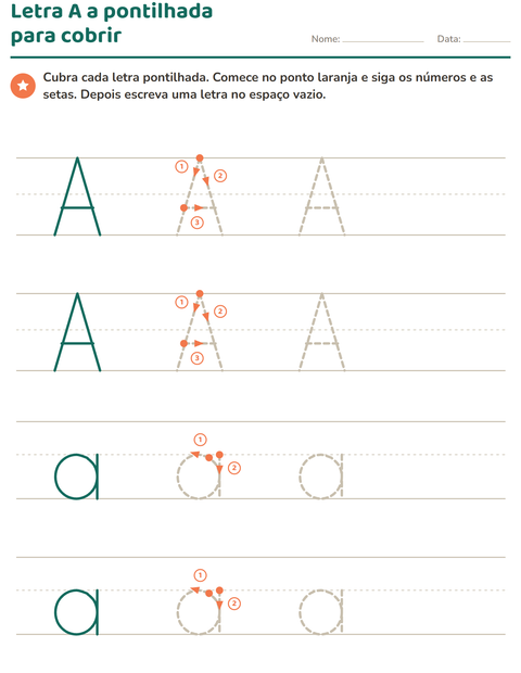 Pré-visualização da ficha de Alfabeto pontilhado para Educação infantil (pré-escola, 5-7 anos)