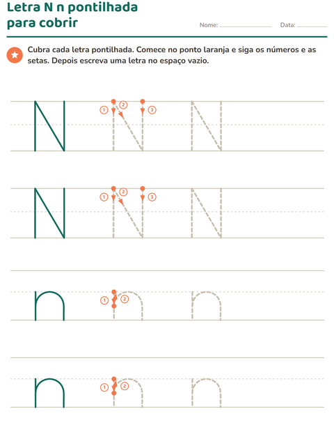 Pré-visualização da ficha de Alfabeto pontilhado para Educação infantil (pré-escola, 5-7 anos)