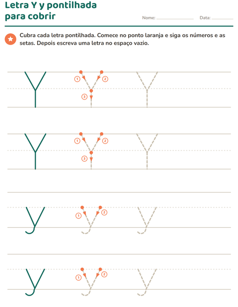 Pré-visualização da ficha de Alfabeto pontilhado para Educação infantil (pré-escola, 5-7 anos)