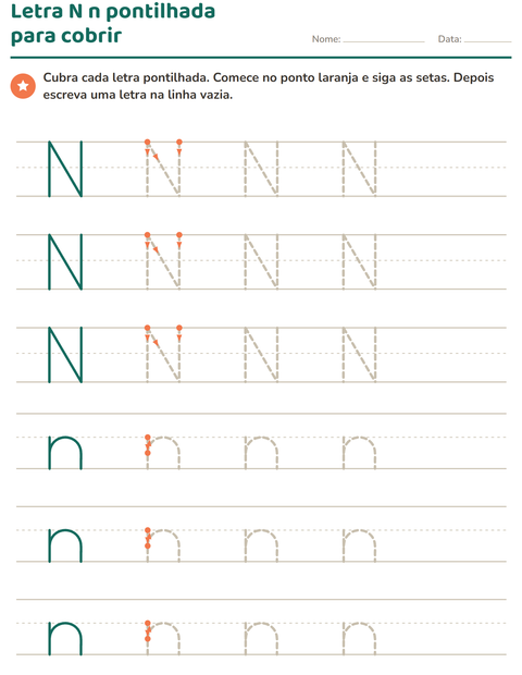Pré-visualização da ficha de Alfabeto pontilhado para Educação infantil (pré-escola, 5-7 anos)
