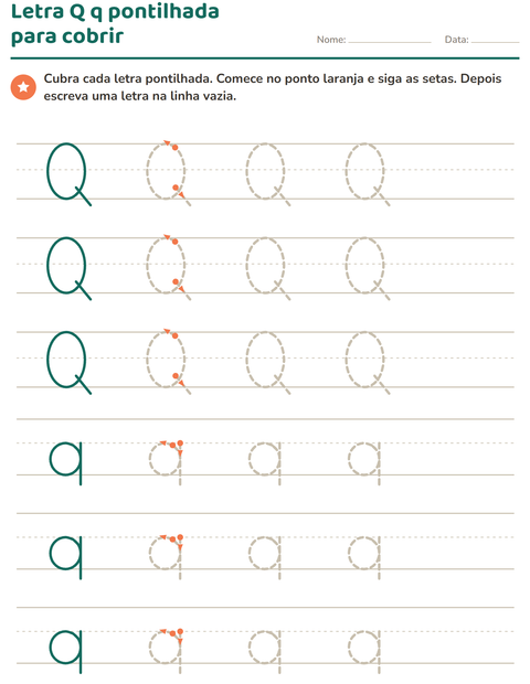 Pré-visualização da ficha de Alfabeto pontilhado para Educação infantil (pré-escola, 5-7 anos)