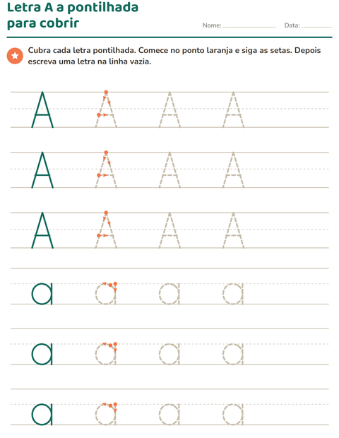 Pré-visualização da ficha de Alfabeto pontilhado para Educação infantil (pré-escola, 5-7 anos)