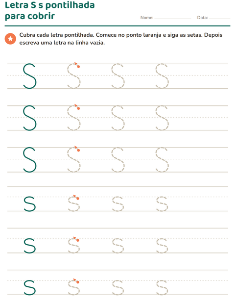 Pré-visualização da ficha de Alfabeto pontilhado para Educação infantil (pré-escola, 5-7 anos)