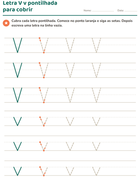 Pré-visualização da ficha de Alfabeto pontilhado para Educação infantil (pré-escola, 5-7 anos)