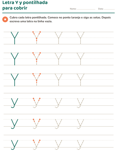 Pré-visualização da ficha de Alfabeto pontilhado para Educação infantil (pré-escola, 5-7 anos)