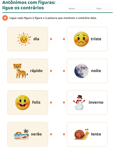 Pré-visualização da ficha de Antônimos para Educação infantil (pré-escola, 5-7 anos)