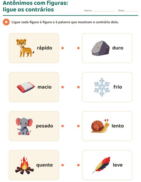 Pré-visualização da ficha de Antônimos para Educação infantil (pré-escola, 5-7 anos)