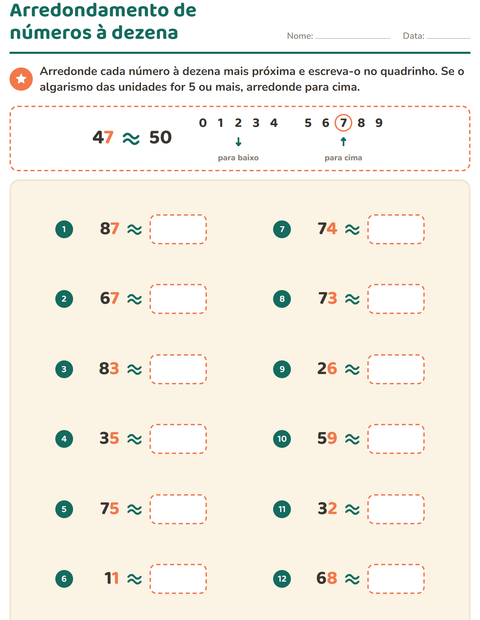 Pré-visualização da ficha de Arredondamento de números para 2º ano do ensino fundamental