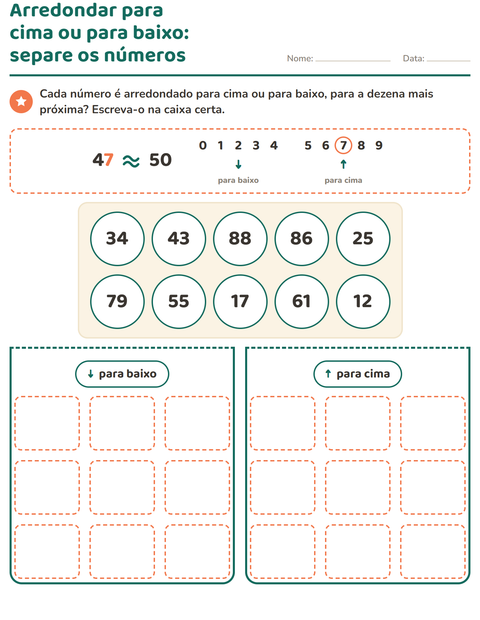 Pré-visualização da ficha de Arredondamento de números para 3º ano do ensino fundamental