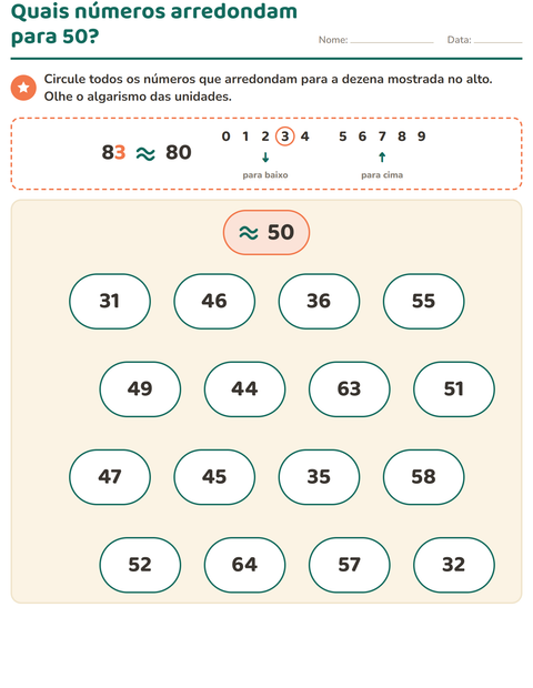 Quais números arredondam para 50?