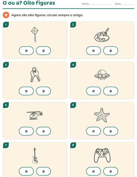 Pré-visualização da ficha de Artigos o e a com Brinquedos PB 2 para Educação infantil (pré-escola, 5-7 anos)