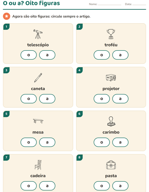 Pré-visualização da ficha de Artigos o e a com Sala de aula (P&B) para Educação infantil (pré-escola, 5-7 anos)