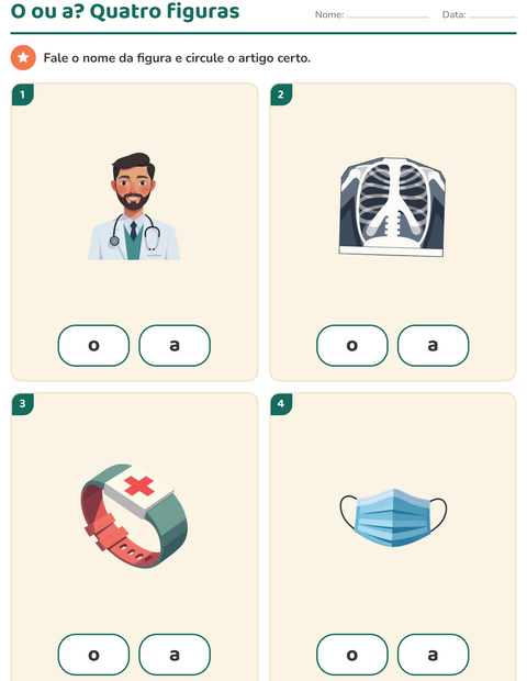Pré-visualização da ficha de Artigos o e a com Hospital para Educação infantil (pré-escola, 5-7 anos)