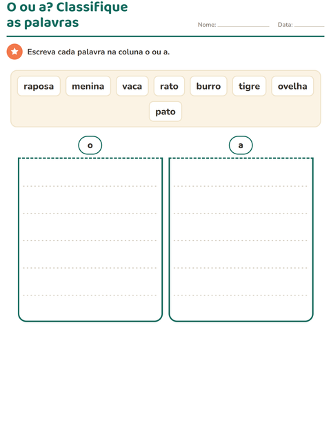 Pré-visualização da ficha de Artigos o e a com Rostos PB para 1º ano do ensino fundamental