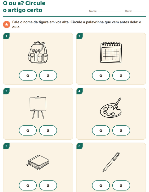 Pré-visualização da ficha de Artigos o e a com Sala de aula 2 (P&B) para Educação infantil (pré-escola, 5-7 anos)
