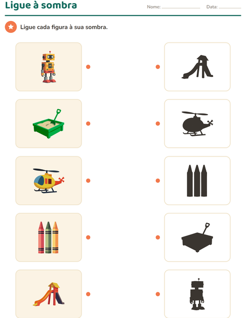 Pré-visualização da ficha de Associação visual com Brinquedos para Educação infantil (pré-escola, 5-7 anos)