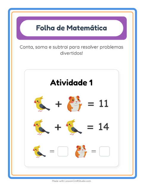 Pré-visualização da ficha de Atividade De Matemática com Animais de estimação para Educação infantil (pré-escola, 5-7 anos)