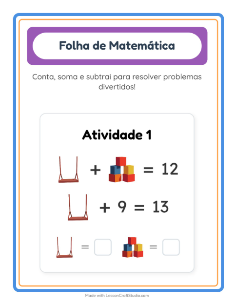 Pré-visualização da ficha de Atividade De Matemática com Brinquedos para Educação infantil (pré-escola, 5-7 anos)