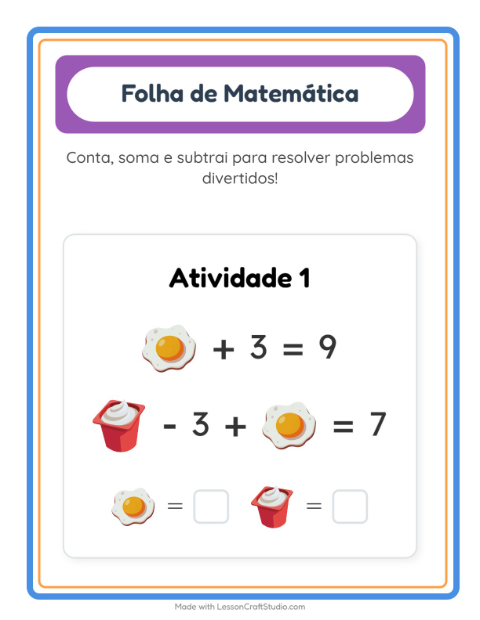 Pré-visualização da ficha de Atividade De Matemática com Café da manhã para Educação infantil (pré-escola, 5-7 anos)