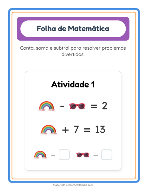 Prévia: Atividades de cálculo com Clima – atividade para o 1º ano