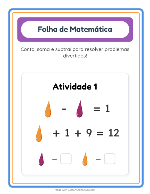Pré-visualização da ficha de Atividade De Matemática com Cores para Educação infantil (pré-escola, 5-7 anos)