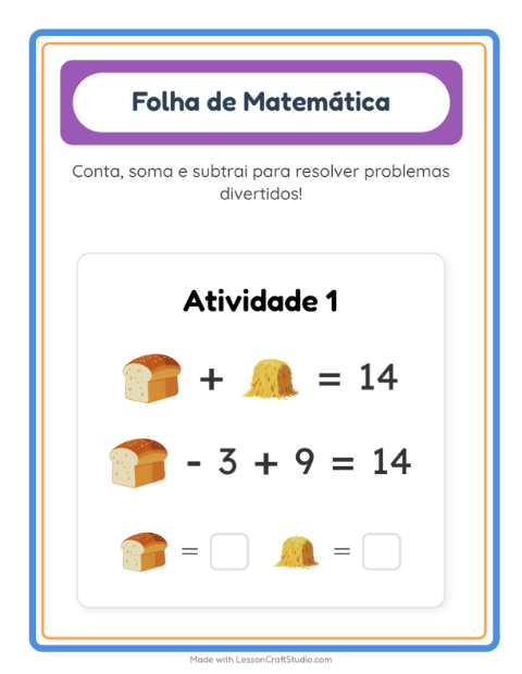Pré-visualização da ficha de Atividade De Matemática com Dia de Ação de Graças para Educação infantil (pré-escola, 5-7 anos)