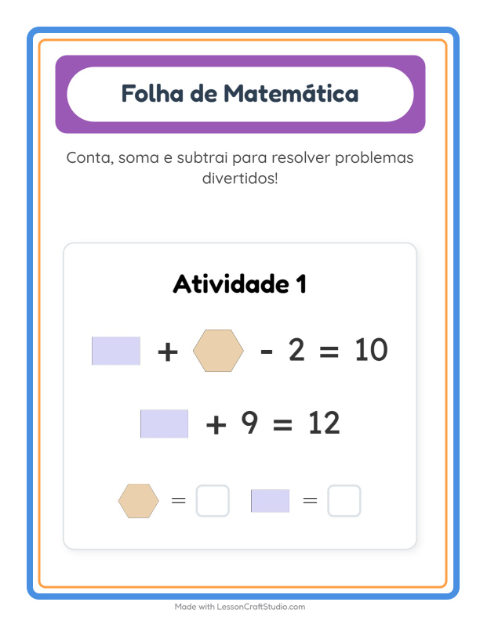Pré-visualização da ficha de Atividade De Matemática com Formas para Educação infantil (pré-escola, 5-7 anos)