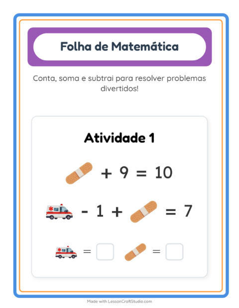 Pré-visualização da ficha de Atividade De Matemática com Hospital para Educação infantil (pré-escola, 5-7 anos)